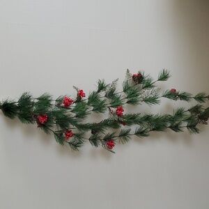 66" Pine Garland with Glitter and Berries